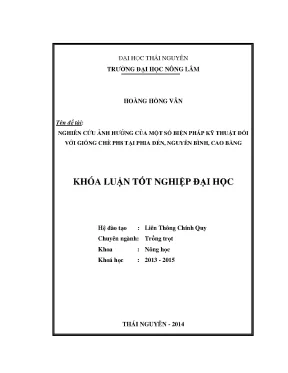Nghiên cứu ảnh hưởng của biện pháp kỹ thuật lên giống