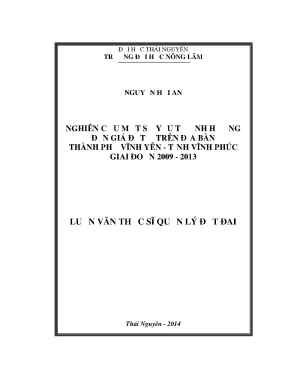 Nghiên cứu yếu tố ảnh hưởng giá đất tại Vĩnh Yên, Vĩnh