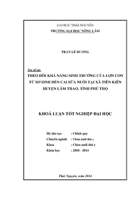 Luận Văn Thạc Sĩ: Theo Dõi Sinh Trưởng Lợn Con Từ Sơ