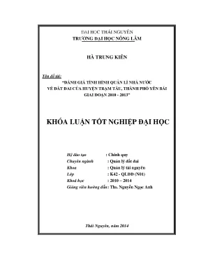 Đánh Giá Quản Lý Nhà Nước Về Đất Đai Huyện Trạm Tấu, Yên