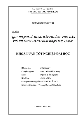 Luận Văn Thạc Sĩ Quy Hoạch Sử Dụng Đất Phường Pom Hán TP