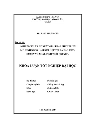 Giải pháp phát triển mô hình nông lâm kết hợp tại xã Dân