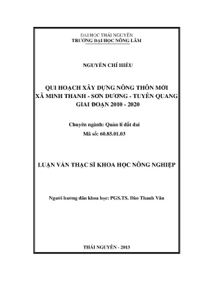 Quy hoạch xây dựng nông thôn mới tại xã Minh Thanh, Sơn 