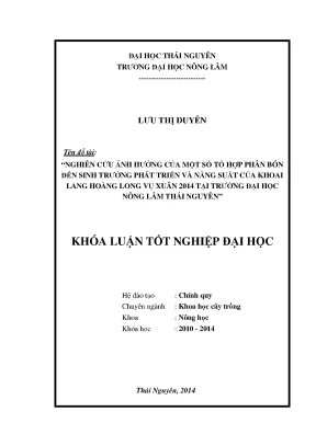 Nghiên cứu ảnh hưởng của phân bón đến sinh trưởng và