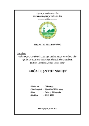 Luận Văn Thạc Sĩ: Xây Dựng Cơ Sở Dữ Liệu Địa Chính Quản