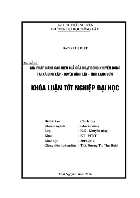 Giải pháp nâng cao hiệu quả khuyến nông tại xã Đình Lập,