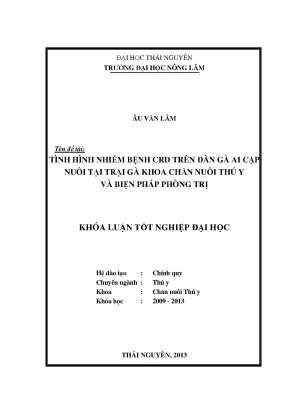 Nghiên cứu tình hình nhiễm bệnh CRD trên đàn gà Ai Cập
