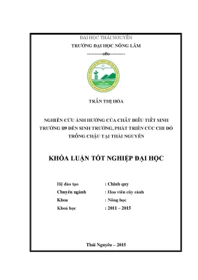 Nghiên cứu ảnh hưởng của chất điều tiết sinh trưởng B9 