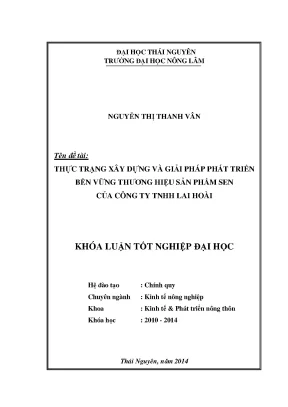 Luận Văn Thạc Sĩ: Thực Trạng & Giải Pháp Phát Triển Bền
