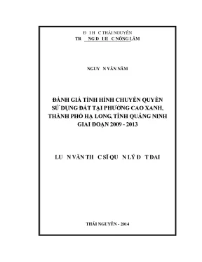 Đánh giá chuyển quyền sử dụng đất tại phường Cao Xanh,