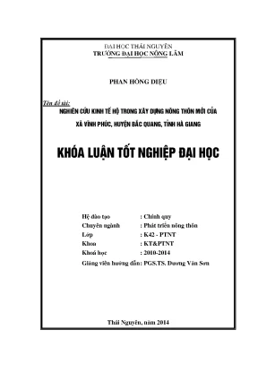 Luận Văn Thạc Sĩ: Kinh Tế Hộ Trong Xây Dựng Nông Thôn