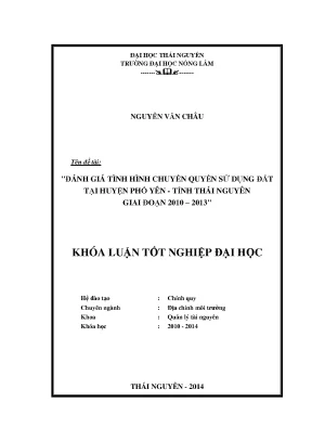Đánh giá chuyển quyền sử dụng đất tại huyện Phổ Yên,