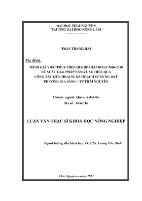 Đánh Giá Quy Hoạch Sử Dụng Đất 2006-2010 & Giải Pháp