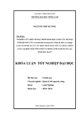 Nghiên cứu đặc điểm sinh học cây mã đậu linh Quảng Tây