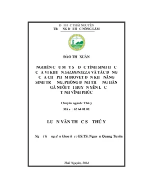 Nghiên cứu tác động của chế phẩm Biovet đối với vi khuẩn