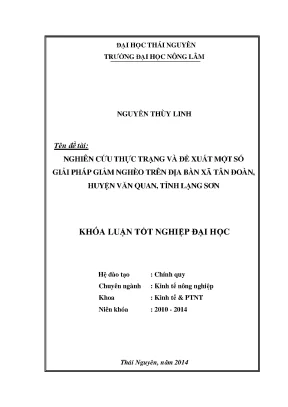 Nghiên cứu thực trạng và giải pháp giảm nghèo tại xã Tân