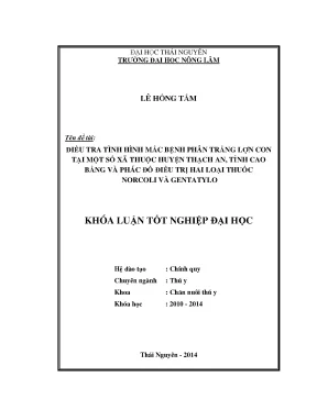 Điều Tra Nhiễm Bệnh Phân Trắng Lợn Con Tại Thạch An, Cao