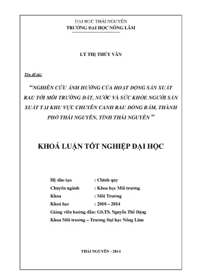 Nghiên cứu ảnh hưởng sản xuất rau tới môi trường và sức