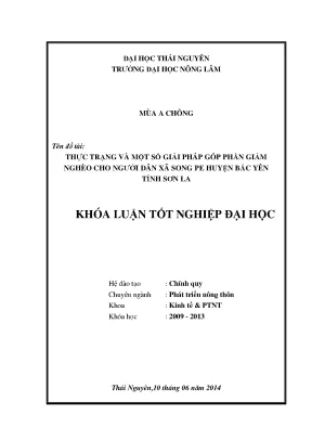 Giải pháp giảm nghèo cho người dân xã Song Pe, huyện Bắc