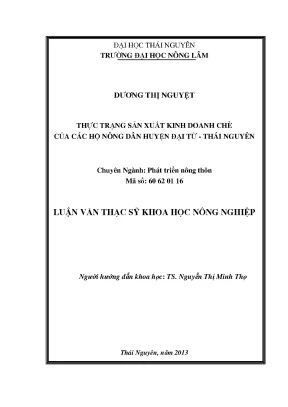 Thực Trạng Sản Xuất Kinh Doanh Chè Của Hộ Nông Dân Huyện