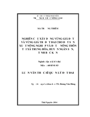 Nghiên cứu xây dựng vùng giá đất và giá trị đất đai tại