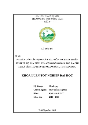 Nghiên cứu tác động của tảo hôn đến phát triển kinh tế