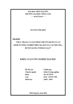 Chuyển dịch cơ cấu kinh tế nông nghiệp tại xã Cao