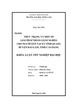 Giải pháp giảm nghèo cho người dân xã Vĩnh Quang, huyện