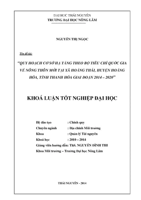 Luận Văn Thạc Sĩ Quy Hoạch Cơ Sở Hạ Tầng Nông Thôn Mới