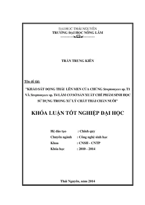 Khảo sát động thái lên men của Streptomyces sp T1 và T4