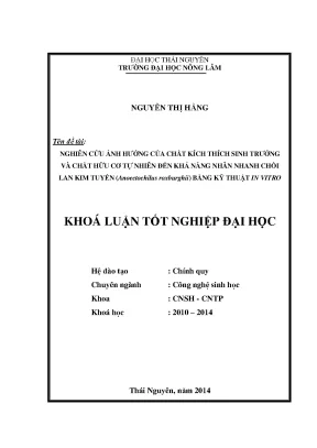 Nghiên cứu ảnh hưởng của chất kích thích sinh trưởng và