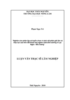Nghiên cứu phân lập và tuyển chọn vi sinh vật phân giải
