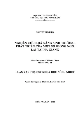 Nghiên cứu khả năng sinh trưởng và phát triển của các