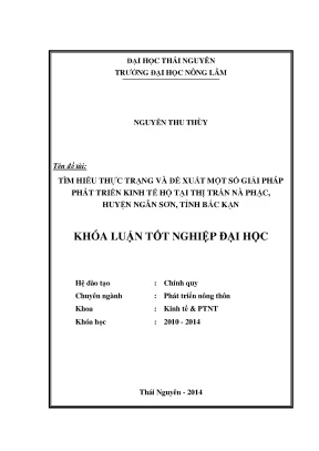 Giải pháp phát triển kinh tế hộ tại thị trấn Nà Phặc,