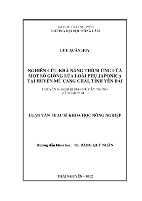 Nghiên cứu khả năng thích ứng giống lúa japonica tại Mù