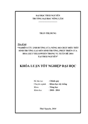 Nghiên cứu ảnh hưởng của GA đến sự phát triển hoa lily