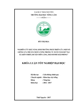 Khả năng sinh trưởng của giống lúa thuần chất lượng vụ