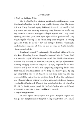Tối ưu hóa hiệu quả sử dụng vốn tại Tổng Công ty Than