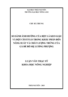 So sánh ảnh hưởng của bột lá keo giậu và bột cỏ stylo