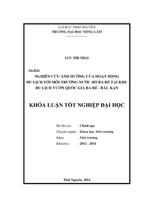 Tác động của du lịch đến môi trường nước hồ Ba Bể