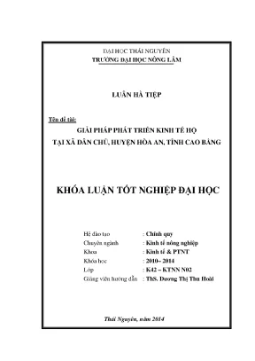 Giải pháp phát triển kinh tế hộ tại xã Dân Chủ, huyện