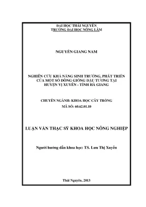 Nghiên cứu khả năng sinh trưởng của các dòng giống đậu