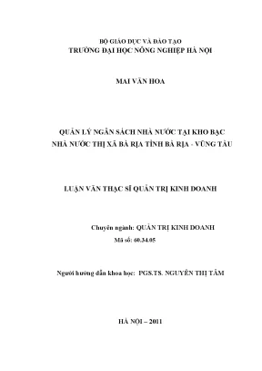 Luận Văn Thạc Sĩ VNUA: Quản Lý Ngân Sách Nhà Nước Tại 