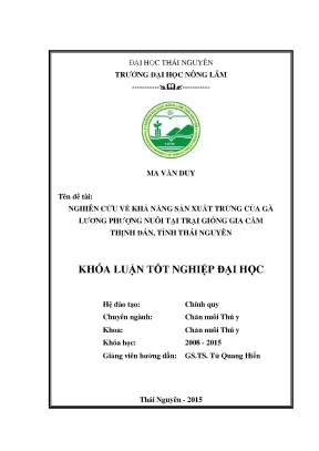 Nghiên cứu khả năng sản xuất trứng gà Lương Phượng tại
