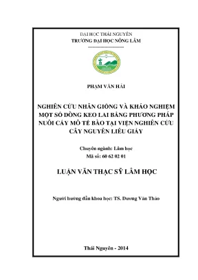 Nghiên cứu nhân giống và khảo nghiệm dòng keo bằng nuôi