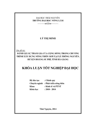 Đánh giá sự tham gia cộng đồng trong xây dựng nông thôn