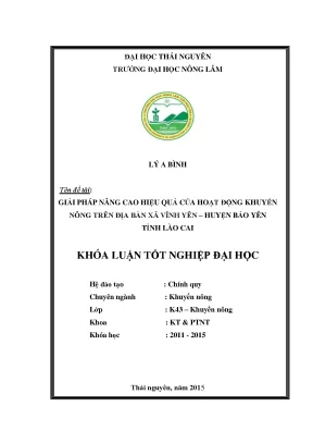 Giải pháp nâng cao hiệu quả khuyến nông tại xã Vĩnh Yên,