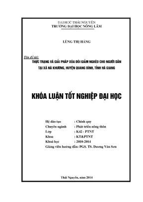 Thực Trạng Và Giải Pháp Xóa Đói Giảm Nghèo Tại Xã Nà