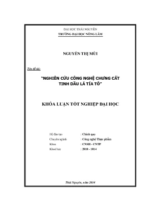 Nghiên Cứu Công Nghệ Chưng Cất Tinh Dầu Lá Tía Tô Trong