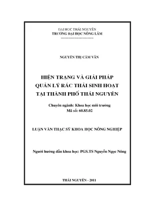 Giải pháp quản lý rác thải sinh hoạt tại Thái Nguyên